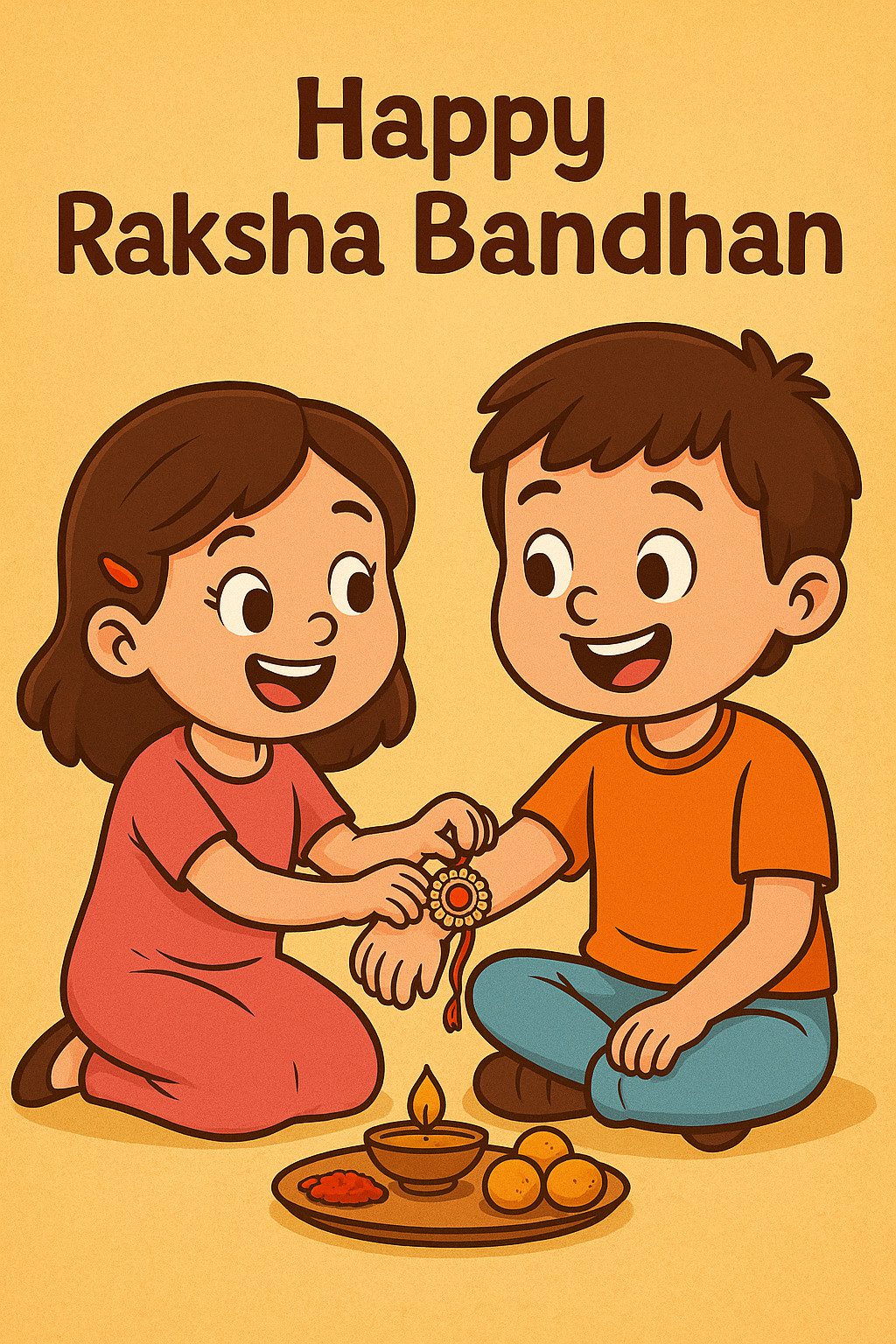 Happy Raksha Bandhan Cartoon Brother Sister Image Free Download-Getfreephoto.com