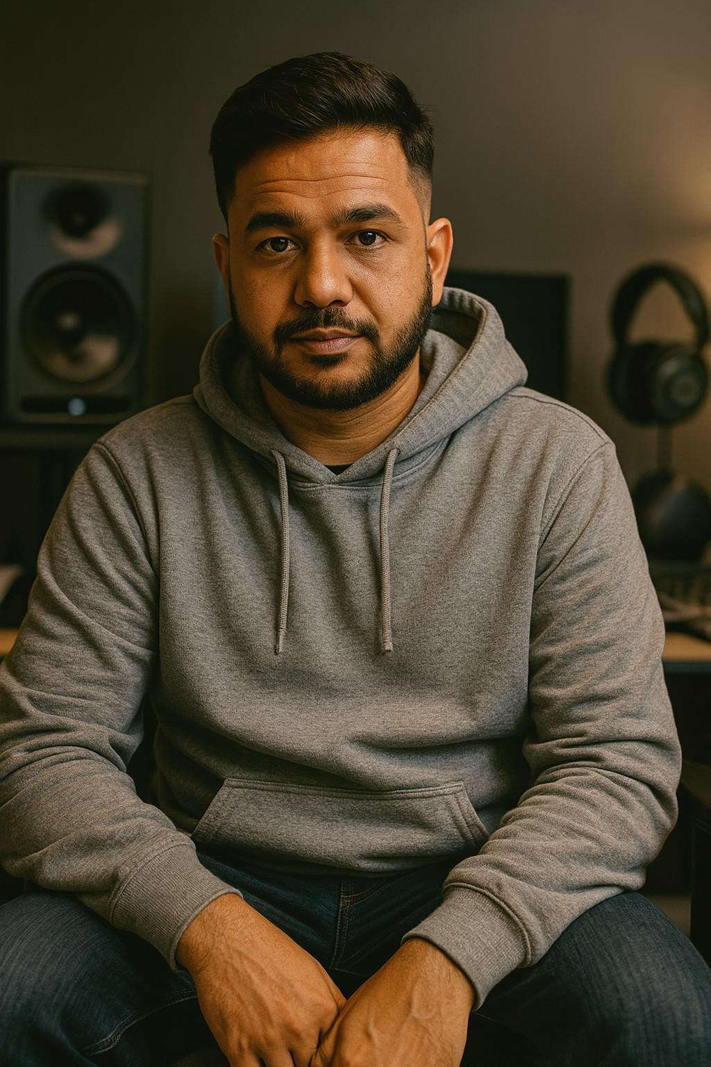 Recording Studio AI Portrait of a Confident Young Man – Free Download